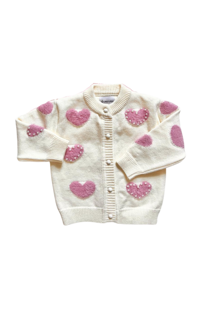 Ce Ce Co - Ivory Pearl Trimmed Heart Cardigan