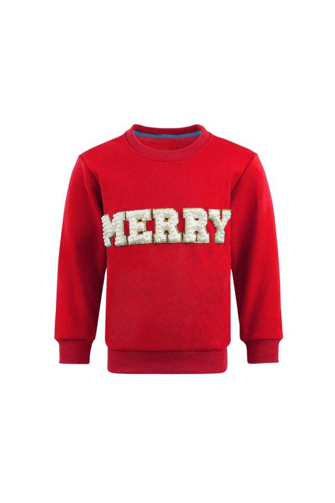 Lola And The Boys - "Merry" Pearl Sweatshirt - Red