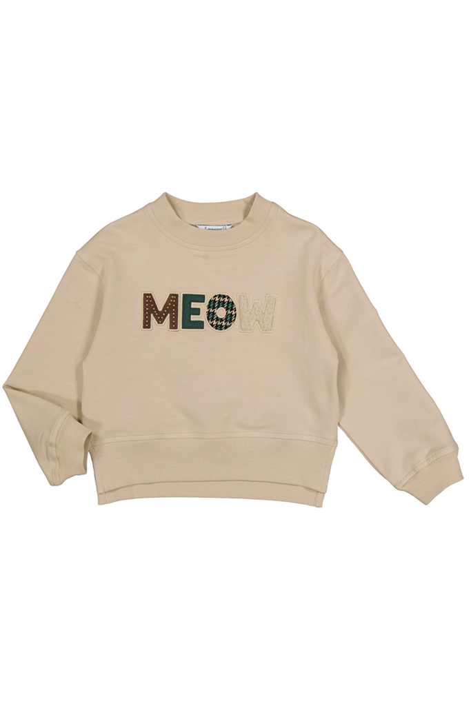 "Meow" Embroidered Pullover