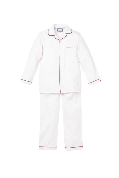 Petite Plume - Red Piping White Pajama Set