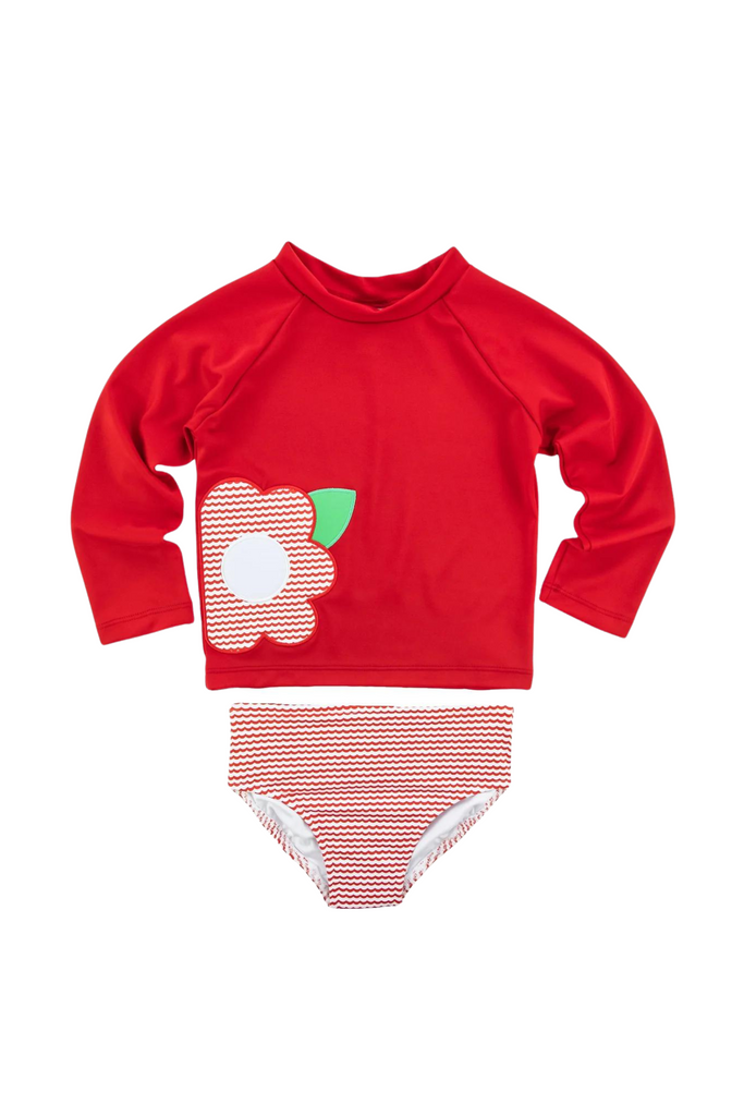 Red Flower Rash Guard Tankini