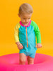 Ruffle Butts - Neon Color Block Long Sleeve Rash Guard