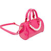 Crocodile Pearl Duffle Handbag - Dark Pink