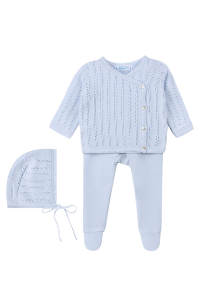 Feltman Brothers - Blue Pointelle Wrap Knit Set