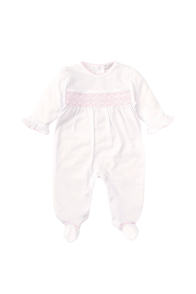 Kissy Kissy - White/Pink Charmed Smock Footie