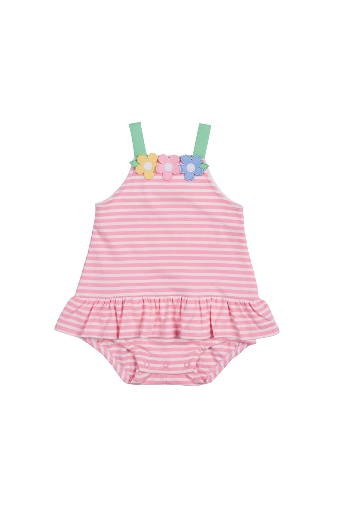 Florence Eiseman - Flowers Stripe Knit Romper