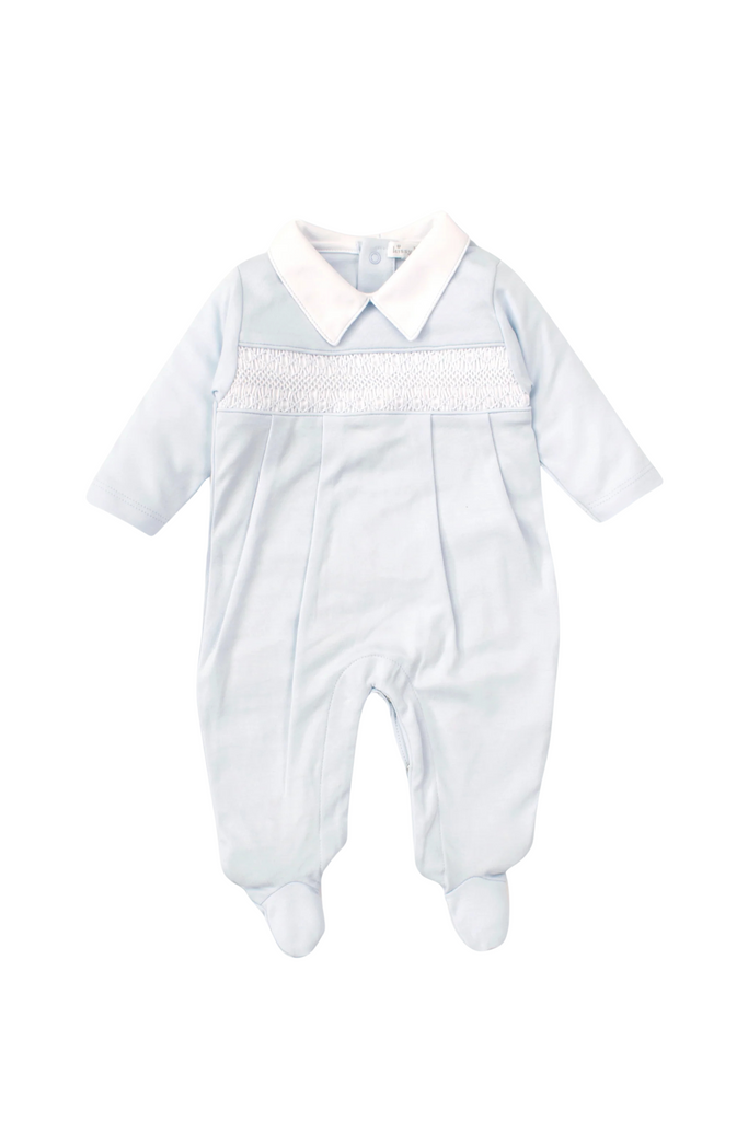 Kissy Kissy - Smock Charmed Light Blue Collar Footie