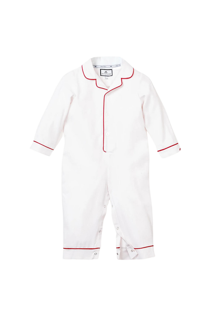 Petite Plume - Red Piping White Romper