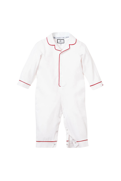 Petite Plume - Red Piping White Romper