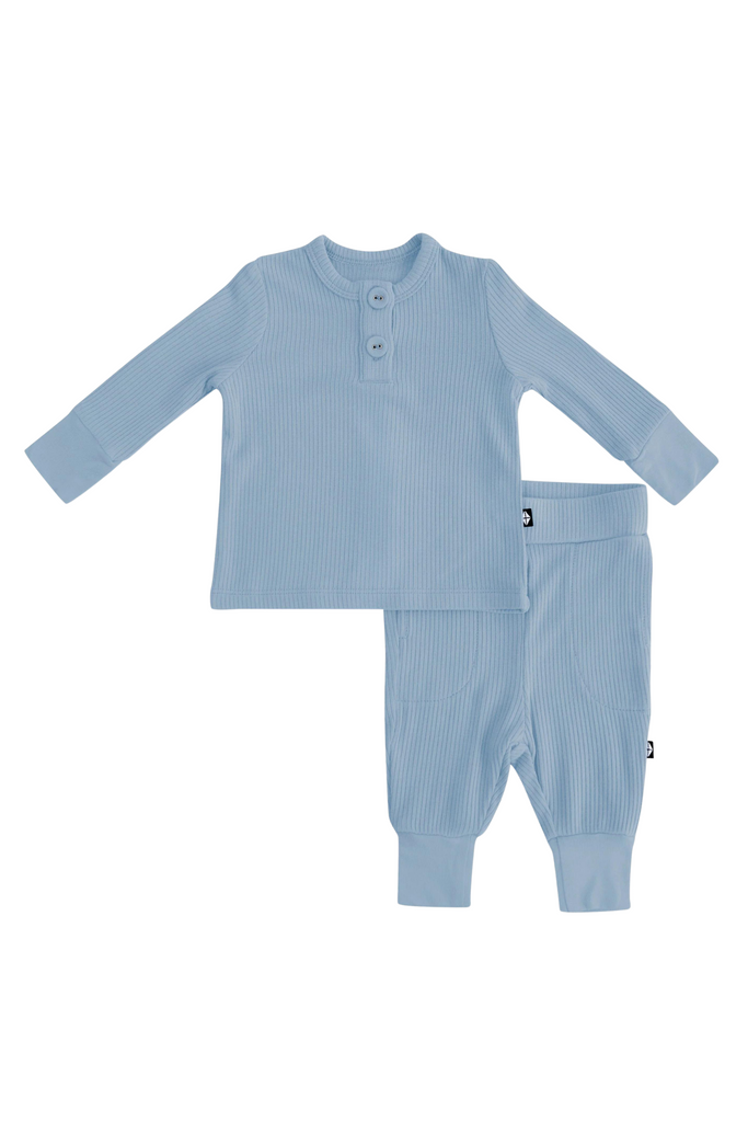 Kyte Baby - Slate Ribbed Henley Set