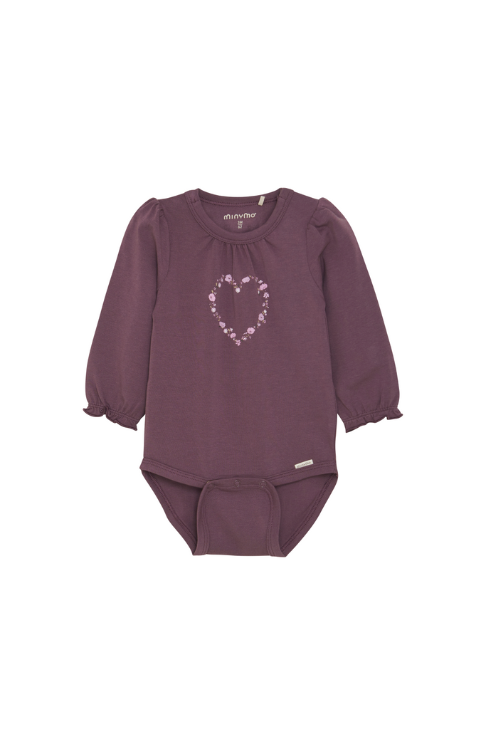 Robo - Black Plum Floral Heart Bodysuit