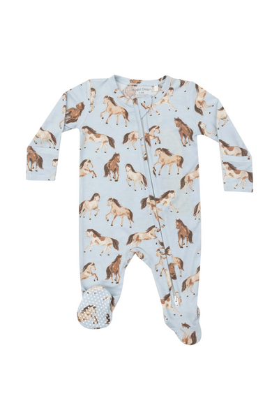 Angel Dear - Horses 2 Way Zipper Footie