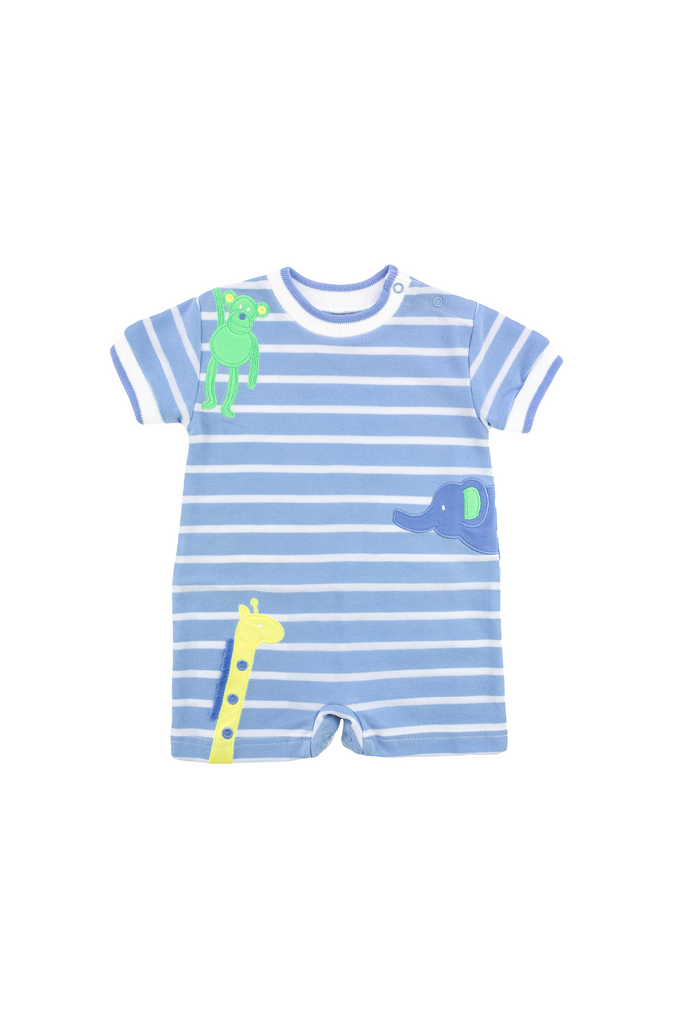 Zoo Animals Stripe Knit Shortall