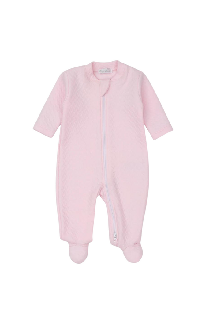 Classic Jacquard Zip Footie - Pink