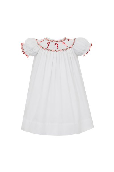 Anavini - Candy Canes White Bishop Dress