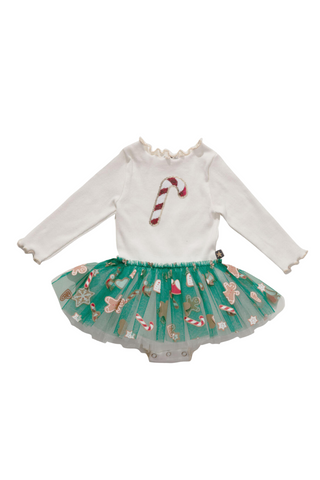 Petite Hailey - Candy Cane Green Tutu Dress