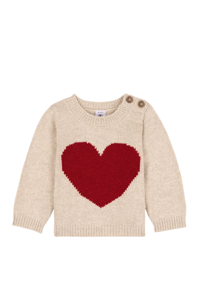 Petit Bateau - Cream Heart Knit Sweater