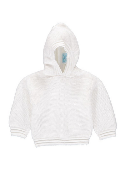 White Zip Back Hooded Sweater