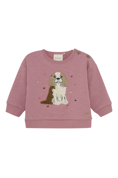 Robo - Dusty Rose Dog Applique Sweatshirt