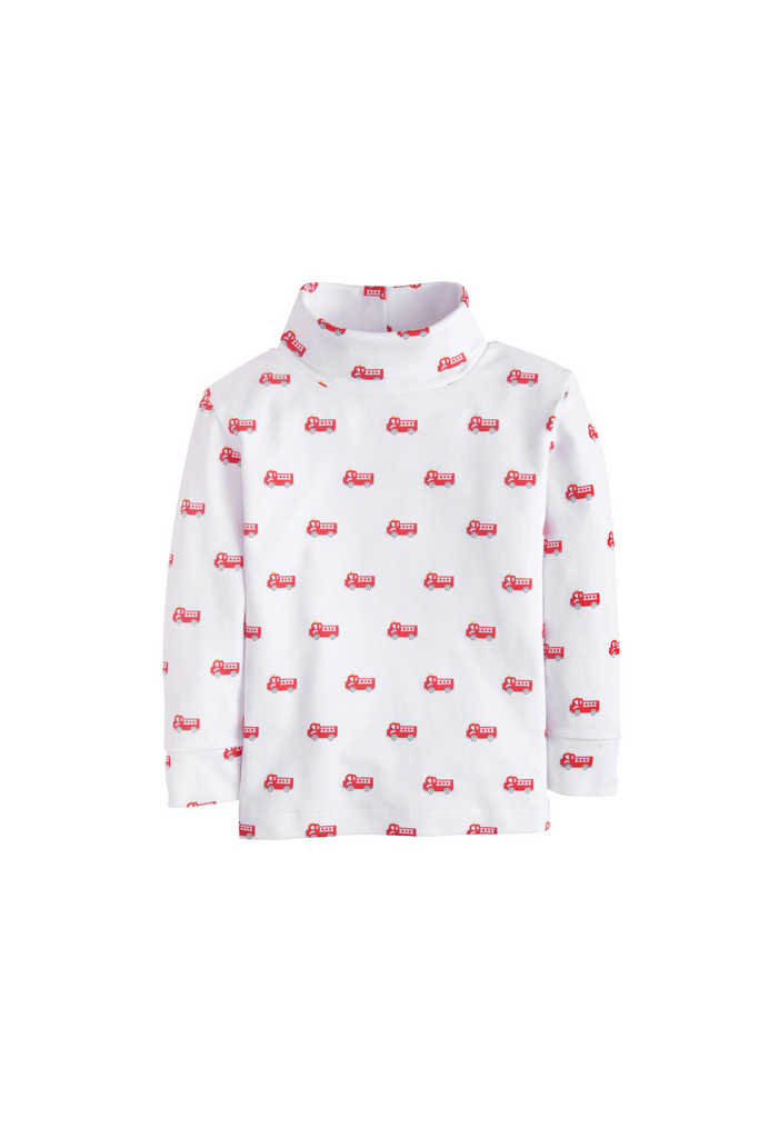 Little English - Fire Truck Printed Turtleneck