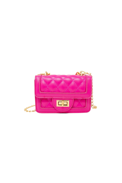 Hot Pink Quilted Stud Mini Handbag