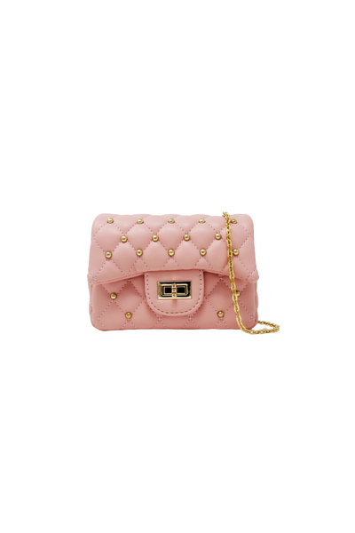 Pink Quilted Stud Mini Handbag