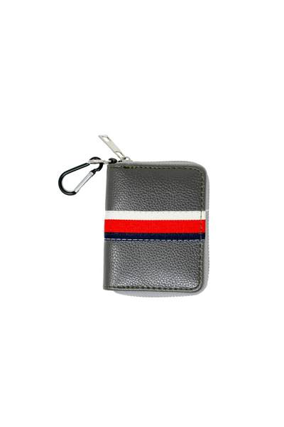 Striped Gray Leather Wallet