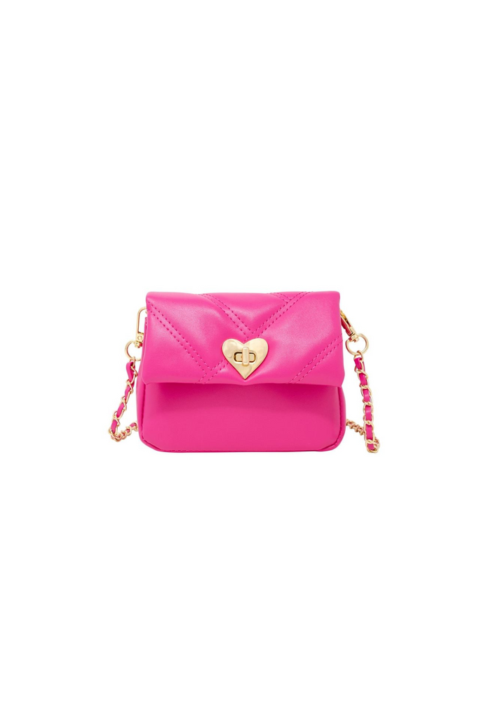 Dark Pink Quilted Soft Heart Lock Purse