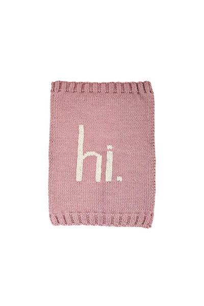 Huggalugs - Pink "Hi" Hand Knit Blanket