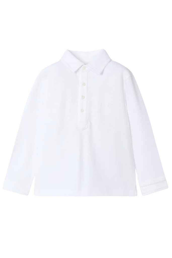 Pique Long Sleeve Polo - White