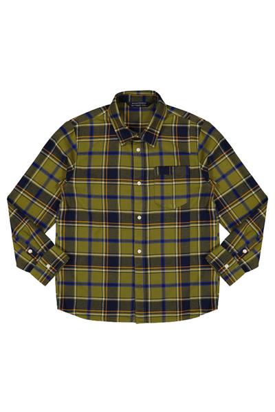 Khaki Green Plaid Long Sleeve Shirt