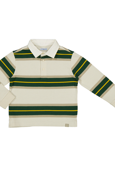 Long Sleeve Green Stripes Polo