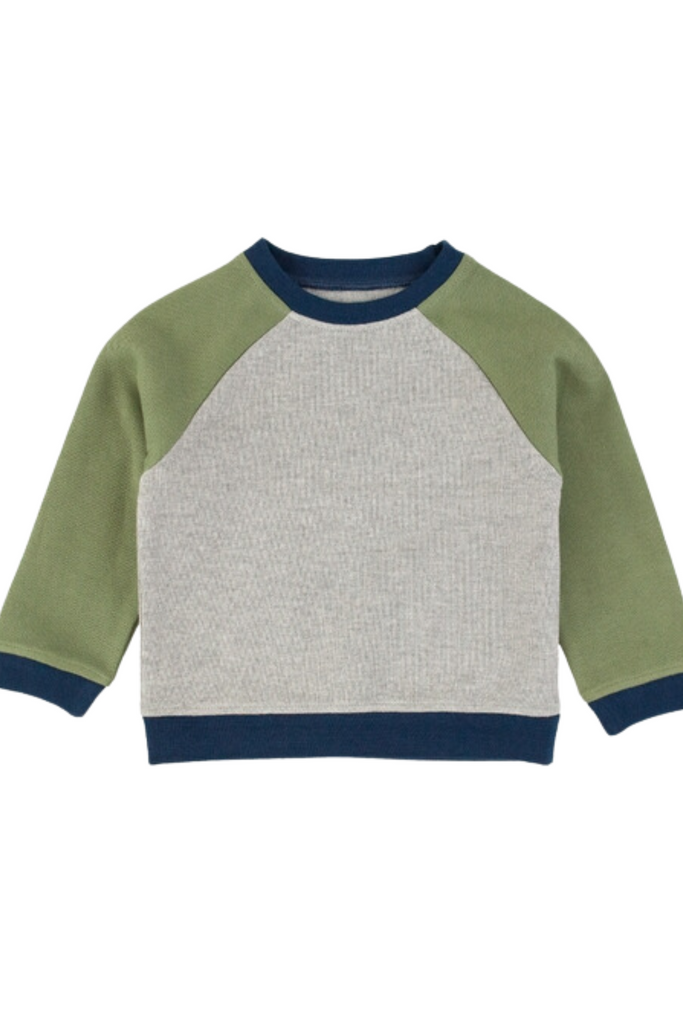 Ruffle Butts - Gray Color Block Knit Raglan Sweatshirt