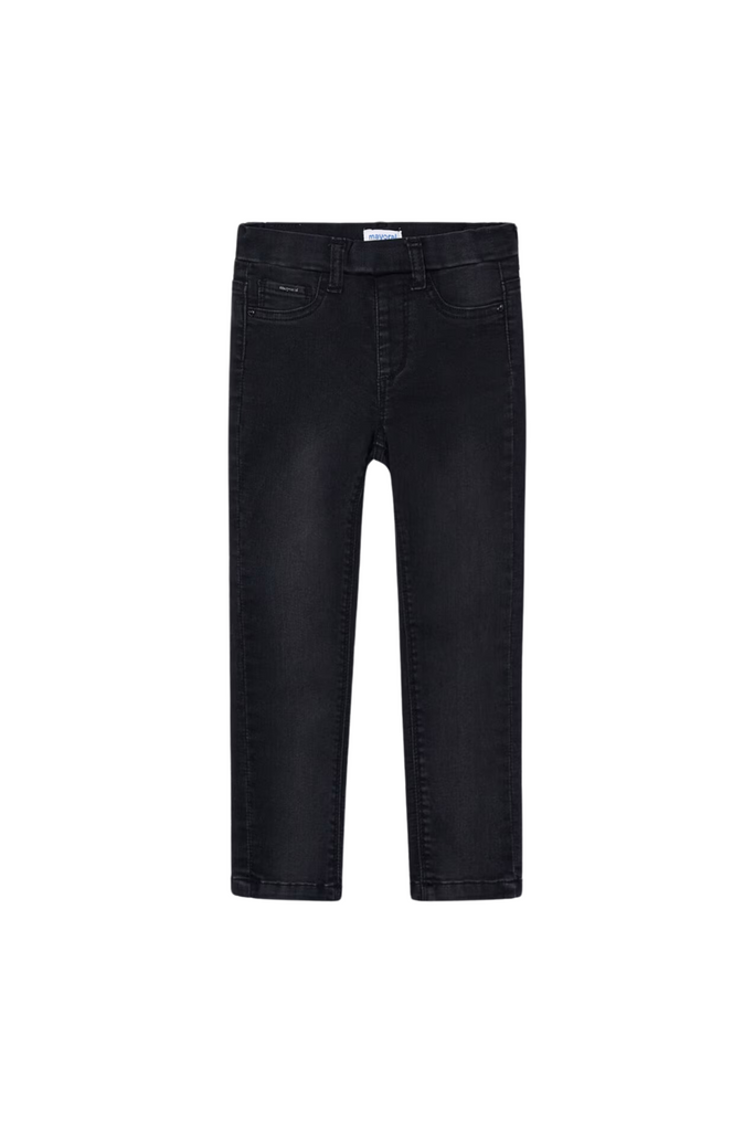 Pull On Black Denim Pants