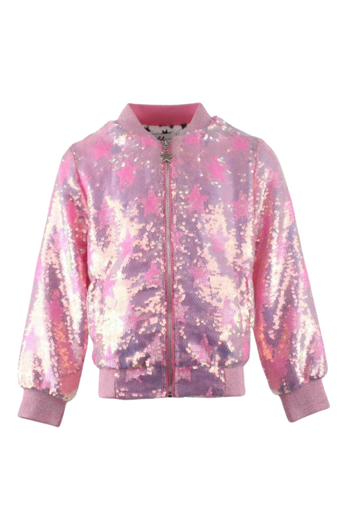 Lola And The Boys - Pink Stars Sequin Bomber Jacket