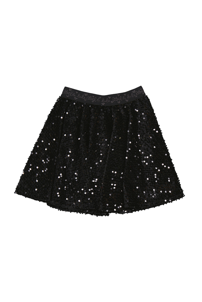 Black Velvet Sequins Skirt