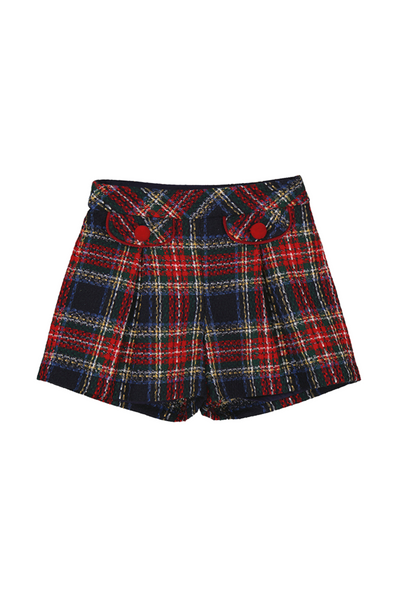 Navy Red Plaid Shorts