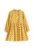 Yellow Ruffle Collar Long Sleeve Dress