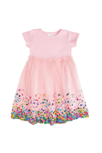 Sweet Wink - Pink Confetti Short Sleeve Tutu Dress