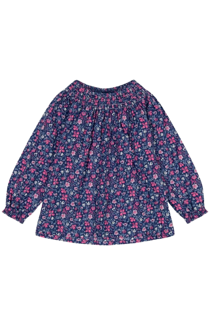 Busy Bees - Pink Navy Floral Georgina Smocked Top