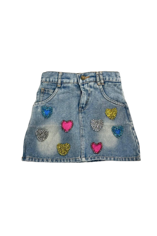 Lola And The Boys - Sparkle Heart Denim Skirt