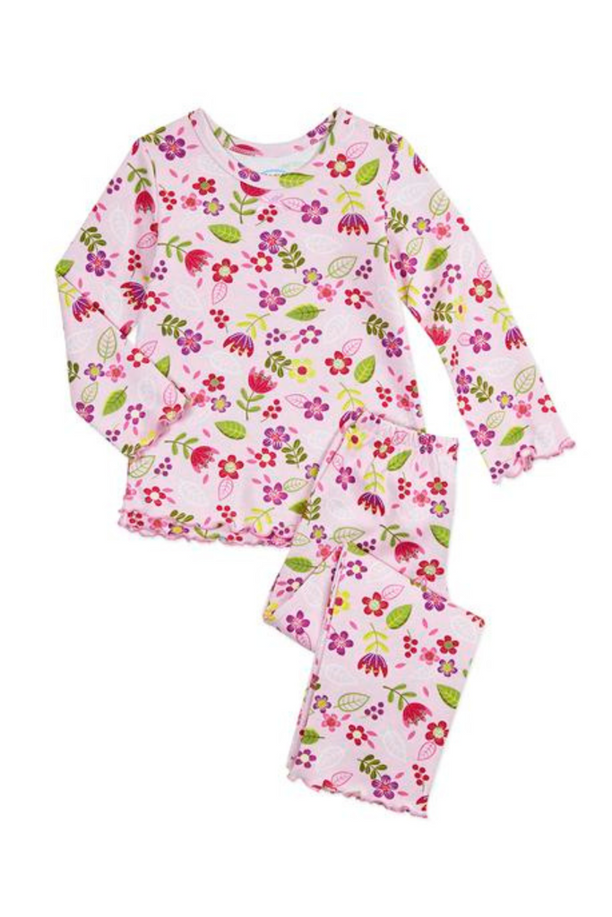 Sara's Prints - Floral Pink Ruffled Top PJ's