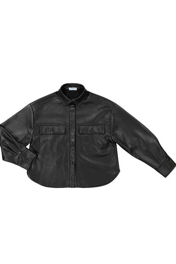 Faux Black Leather Overshirt