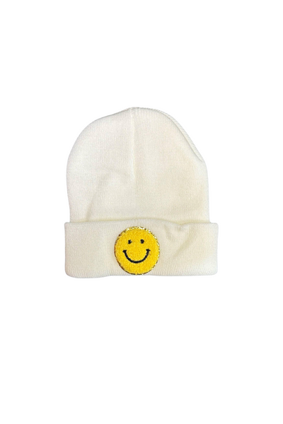 Lola And The Boys - White Happy Beanie