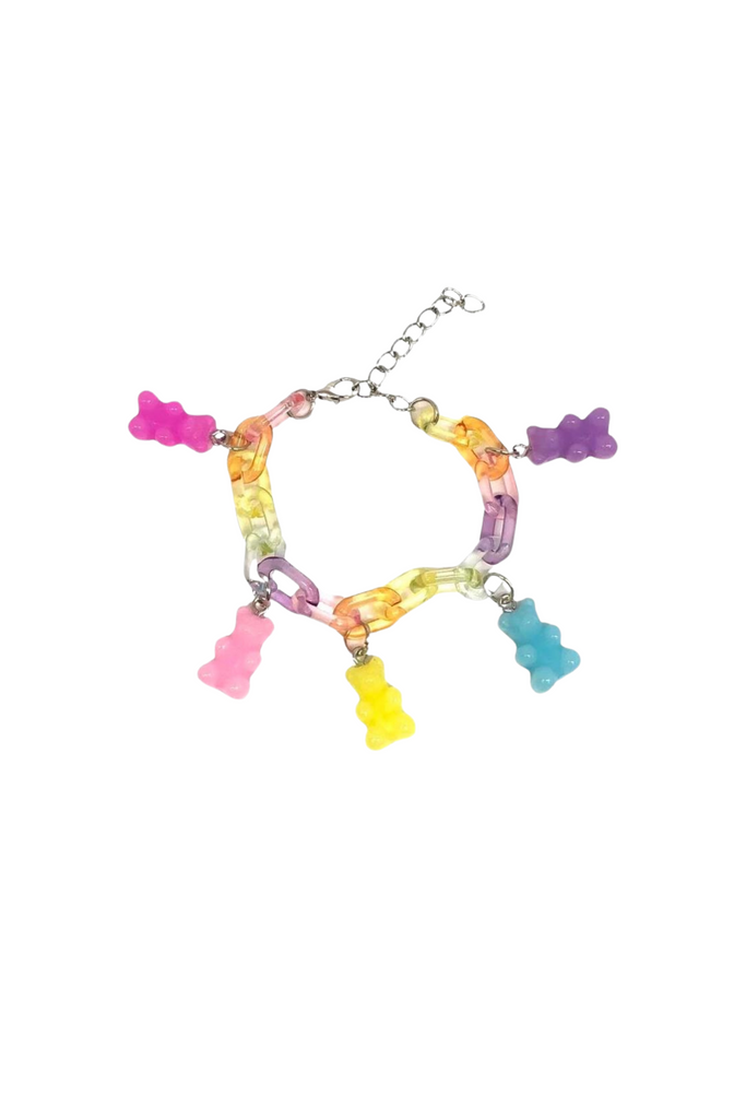 Gummy Bear Link Charm Bracelet - Pastel