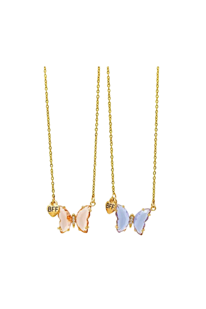 BFF Crystal Butterfly Necklace Set