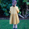 Yellow Ruffle Collar Long Sleeve Dress