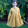 Yellow Ruffle Collar Long Sleeve Dress