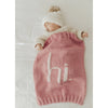 Huggalugs - Pink "Hi" Hand Knit Blanket