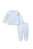 Cross Tee Footed Pant Set - Light Blue